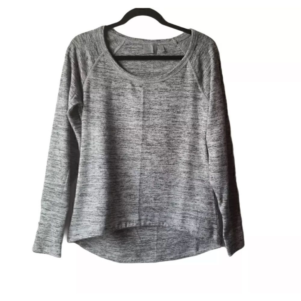 Athleta Gray Space Dye Long Sleeve Sweatshirt Top Hi Low Womens Small‎